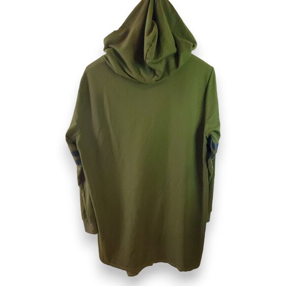 COOFANDY Cardigan Hoodie Mens XXL Green Navy Stripe Asymmetrical Zip Longline - Picture 4 of 12